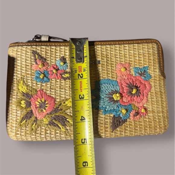 Coach Floral Embroidered Straw Satchel - Tan and Brown Bag & Wallet - Picture 10 of 10